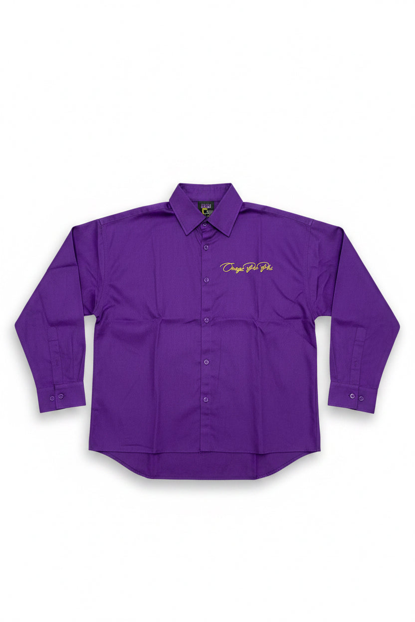 Omega Signature Frayed Hem Button-Up