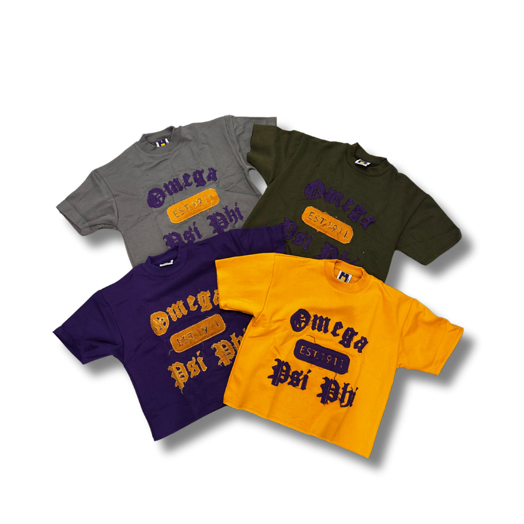 Omega Psi Phi Distressed “EST. 1911” Boxy Heavyweight Tee