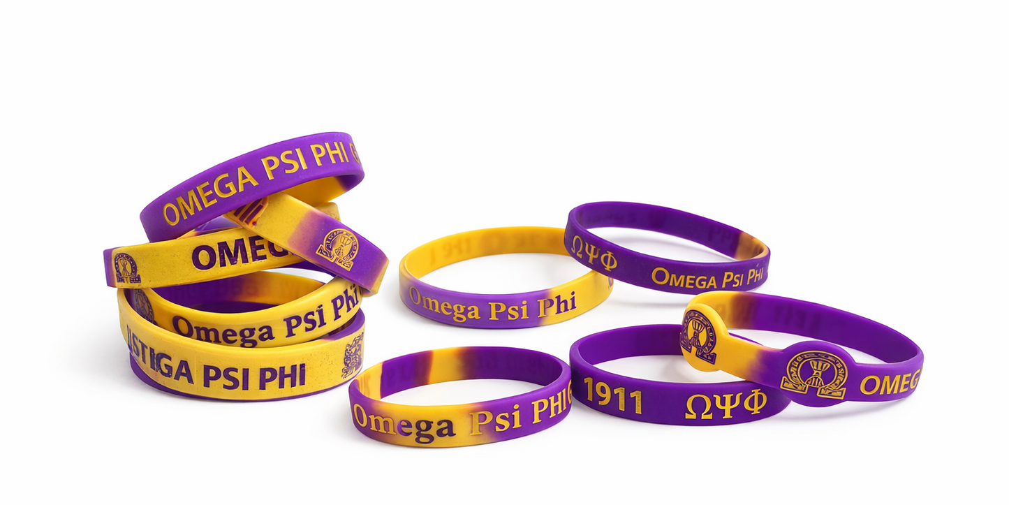 Omega Psi Phi silicone bracelets / wristbands