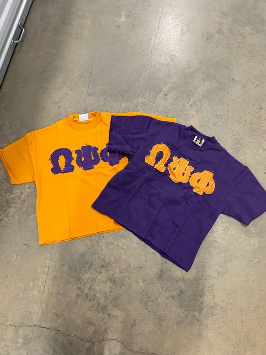 Omega Psi Phi ΩΨΦ Heavyweight Tee (Distressed Greek Letters)