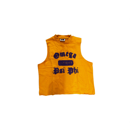 Omega Psi Phi “EST. 1911” Heavyweight Cutoff Tee (Distressed Lettering)