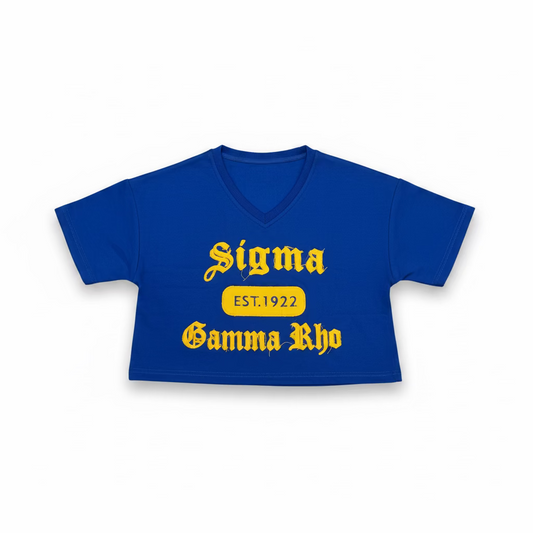 Sigma Gamma Rho Crop Distressed Tee