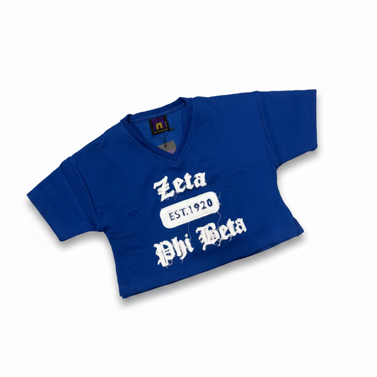 Zeta Phi Beta Crop Distressed Tee
