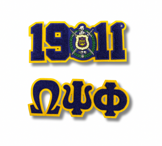 ΩΨΦ Iron-On Chenille Patch Set