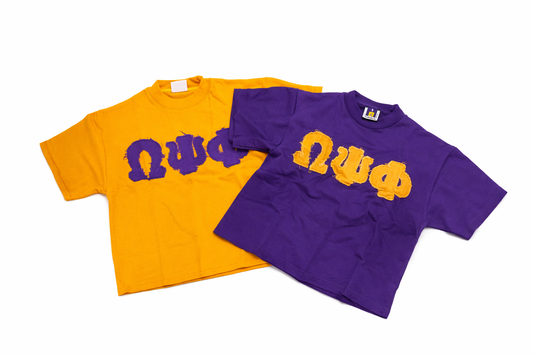 Omega Psi Phi ΩΨΦ Heavyweight Tee (Distressed Greek Letters)